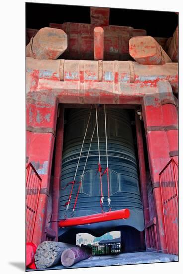 Ancient Red Bronze Bell Tower Red Hammer, Beijing, China-William Perry-Mounted Premium Photographic Print