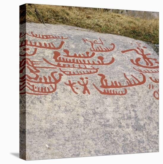 Ancient Rock Carvings from Pre-Viking Times, Ostfold Near Halden, Norway, Scandinavia, Europe-G Richardson-Stretched Canvas