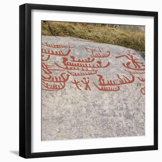 Ancient Rock Carvings from Pre-Viking Times, Ostfold Near Halden, Norway, Scandinavia, Europe-G Richardson-Framed Photographic Print