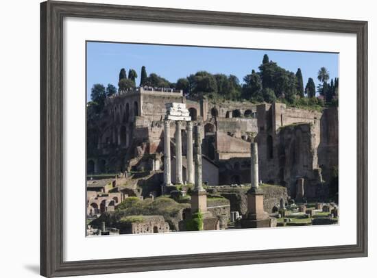 Ancient Roman Forum and the Three Columns of Temple of Castor and Pollux, Rome, Lazio, Italy-James Emmerson-Framed Photographic Print