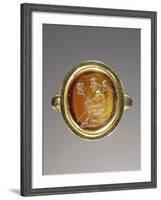 Ancient Roman Ring with Gem Engraved with Pan Contemplating a Theatrical Mask-null-Framed Photographic Print