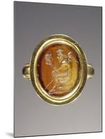 Ancient Roman Ring with Gem Engraved with Pan Contemplating a Theatrical Mask-null-Mounted Photographic Print