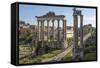Ancient Roman Road Traverses the Columns and Ruins in the Forum of Ancient Rome, Rome, Lazio, Italy-James Emmerson-Framed Stretched Canvas