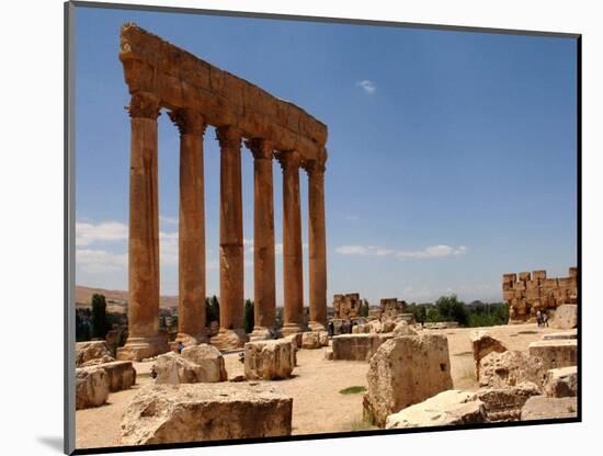 Ancient Roman Ruins of Baalbek, North-East of Beirut, in the Bekaa Valley, Lebanon, July 3, 2006-Mahmoud Tawil-Mounted Photographic Print