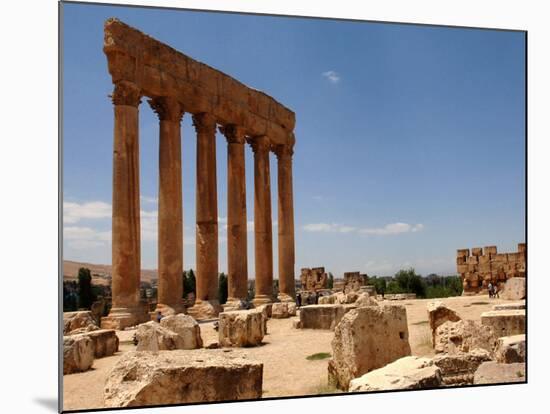 Ancient Roman Ruins of Baalbek, North-East of Beirut, in the Bekaa Valley, Lebanon, July 3, 2006-Mahmoud Tawil-Mounted Photographic Print