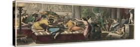 Ancient Rome: A banquet with a performance by gladiators,-Heinrich Leutemann-Stretched Canvas