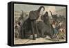 Ancient Rome: Elephants are slain in the amphitheatre,-Heinrich Leutemann-Framed Stretched Canvas