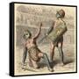 Ancient Rome: Gladiator fights in amphitheatre,-Heinrich Leutemann-Framed Stretched Canvas