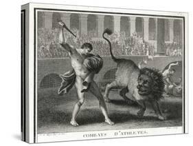 Ancient Rome Gladiators Fighting Lions in an Arena-Patas-Stretched Canvas