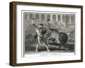 Ancient Rome Gladiators Fighting Lions in an Arena-Patas-Framed Art Print