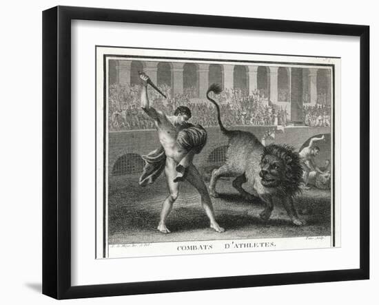 Ancient Rome Gladiators Fighting Lions in an Arena-Patas-Framed Art Print