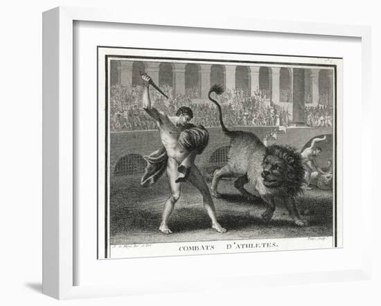 Ancient Rome Gladiators Fighting Lions in an Arena-Patas-Framed Art Print