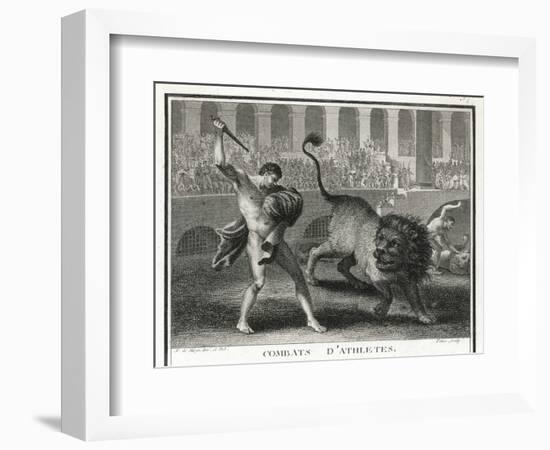 Ancient Rome Gladiators Fighting Lions in an Arena-Patas-Framed Art Print