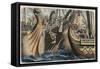 Ancient Rome: Sea battle with gangplank,-Heinrich Leutemann-Framed Stretched Canvas