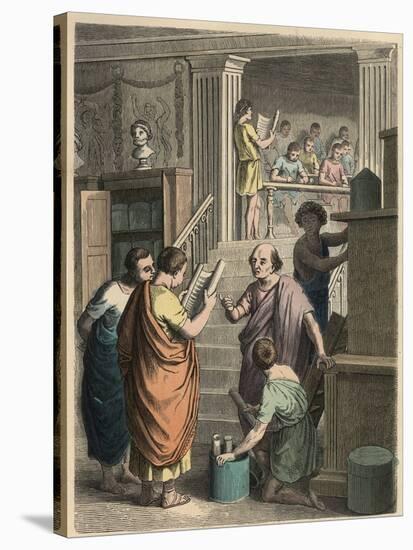 Ancient Rome: Selling and manufacturing books,-Heinrich Leutemann-Stretched Canvas