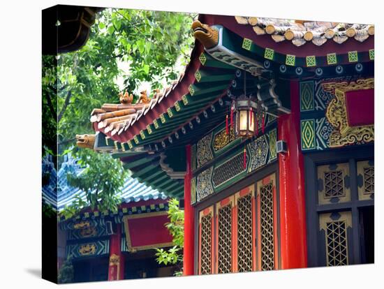 Ancient Roofs Red Pavilions Small Lantern Wong Tai Sin Good Fortune Taoist Temple Kowloon Hong Kong-William Perry-Stretched Canvas