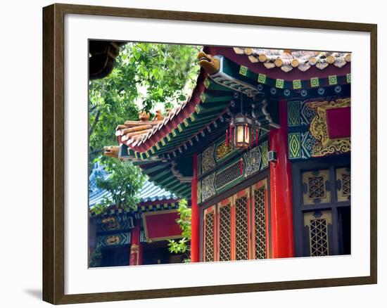 Ancient Roofs Red Pavilions Small Lantern Wong Tai Sin Good Fortune Taoist Temple Kowloon Hong Kong-William Perry-Framed Photographic Print