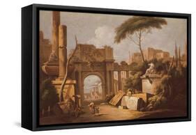 Ancient Ruins with a Great Arch and a Column, C.1735-40-Giuseppe Zais-Framed Stretched Canvas