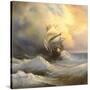 Ancient Sailing Vessel In Stormy Sea-balaikin2009-Stretched Canvas