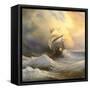 Ancient Sailing Vessel In Stormy Sea-balaikin2009-Framed Stretched Canvas