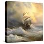 Ancient Sailing Vessel In Stormy Sea-balaikin2009-Stretched Canvas