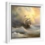 Ancient Sailing Vessel In Stormy Sea-balaikin2009-Framed Art Print