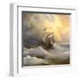 Ancient Sailing Vessel In Stormy Sea-balaikin2009-Framed Art Print