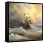Ancient Sailing Vessel In Stormy Sea-balaikin2009-Framed Stretched Canvas
