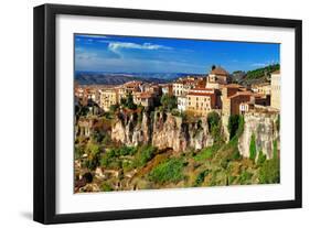 Ancient Spain - Cuenca Town on Cliff Rocks-Maugli-l-Framed Photographic Print