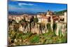 Ancient Spain - Cuenca Town on Cliff Rocks-Maugli-l-Mounted Photographic Print