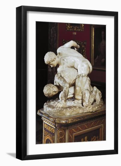 Ancient Statue of Wrestlers in Galleria Degli Uffizi-null-Framed Giclee Print