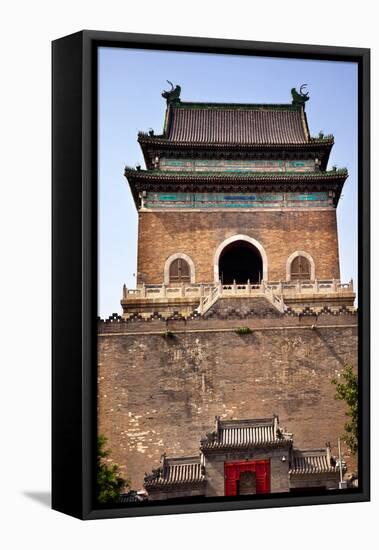 Ancient Stone Bell Tower, Beijing, China-William Perry-Framed Stretched Canvas