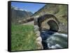 Ancient Stone Bridge over a River in the La Malana District in the Pyrenees in Andorra, Europe-Jeremy Bright-Framed Stretched Canvas