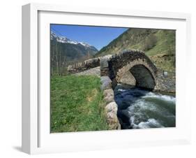 Ancient Stone Bridge over a River in the La Malana District in the Pyrenees in Andorra, Europe-Jeremy Bright-Framed Photographic Print