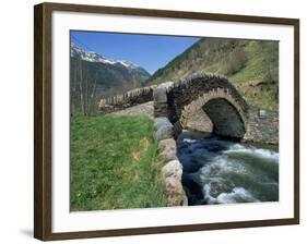 Ancient Stone Bridge over a River in the La Malana District in the Pyrenees in Andorra, Europe-Jeremy Bright-Framed Photographic Print