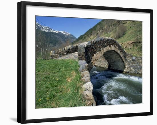 Ancient Stone Bridge over a River in the La Malana District in the Pyrenees in Andorra, Europe-Jeremy Bright-Framed Photographic Print