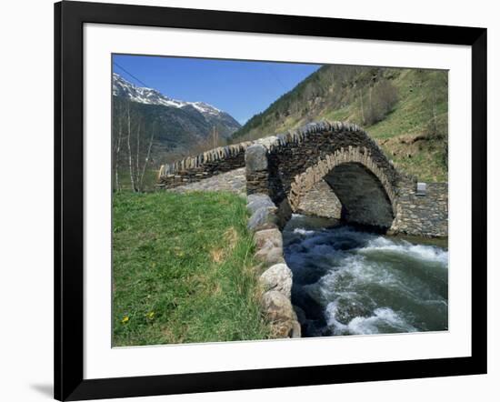 Ancient Stone Bridge over a River in the La Malana District in the Pyrenees in Andorra, Europe-Jeremy Bright-Framed Photographic Print