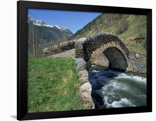 Ancient Stone Bridge over a River in the La Malana District in the Pyrenees in Andorra, Europe-Jeremy Bright-Framed Photographic Print