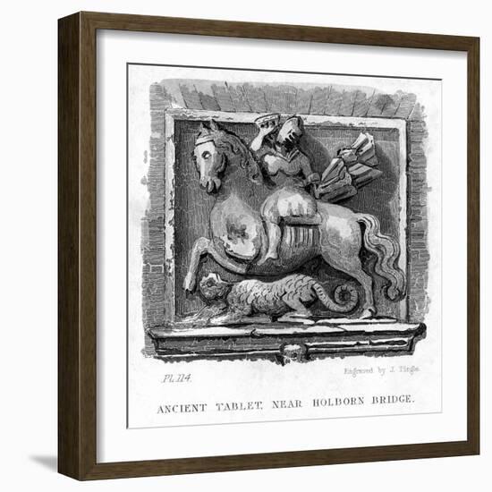 Ancient Tablet, Near Holborn Bridge, London, 19th Century-James Tingle-Framed Giclee Print