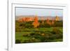 Ancient temple and pagoda rising out of the jungle at sunrise, Bagan, Mandalay Region, Myanmar-Keren Su-Framed Photographic Print