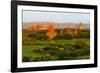 Ancient temple and pagoda rising out of the jungle at sunrise, Bagan, Mandalay Region, Myanmar-Keren Su-Framed Photographic Print