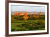 Ancient temple and pagoda rising out of the jungle at sunrise, Bagan, Mandalay Region, Myanmar-Keren Su-Framed Photographic Print