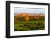 Ancient temple and pagoda rising out of the jungle at sunrise, Bagan, Mandalay Region, Myanmar-Keren Su-Framed Photographic Print