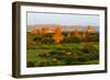 Ancient temple and pagoda rising out of the jungle at sunrise, Bagan, Mandalay Region, Myanmar-Keren Su-Framed Photographic Print