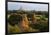 Ancient temple and pagoda rising out of the jungle at sunrise, Bagan, Mandalay Region, Myanmar-Keren Su-Framed Photographic Print