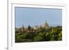 Ancient temple and pagoda rising out of the jungle, Bagan, Mandalay Region, Myanmar-Keren Su-Framed Photographic Print