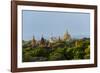 Ancient temple and pagoda rising out of the jungle, Bagan, Mandalay Region, Myanmar-Keren Su-Framed Photographic Print