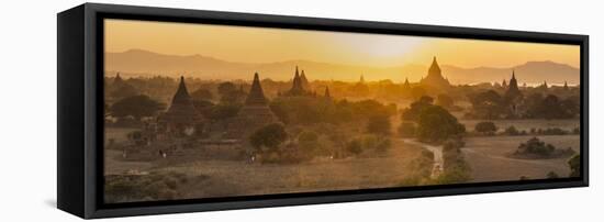Ancient Temple City of Bagan (Also Pagan) and Ox Cart, Myanmar (Burma)-Peter Adams-Framed Stretched Canvas