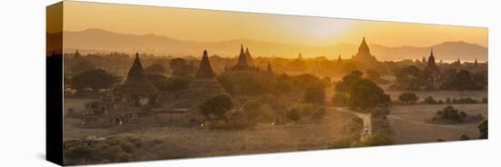 Ancient Temple City of Bagan (Also Pagan) and Ox Cart, Myanmar (Burma)-Peter Adams-Stretched Canvas