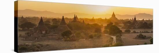 Ancient Temple City of Bagan (Also Pagan) and Ox Cart, Myanmar (Burma)-Peter Adams-Stretched Canvas